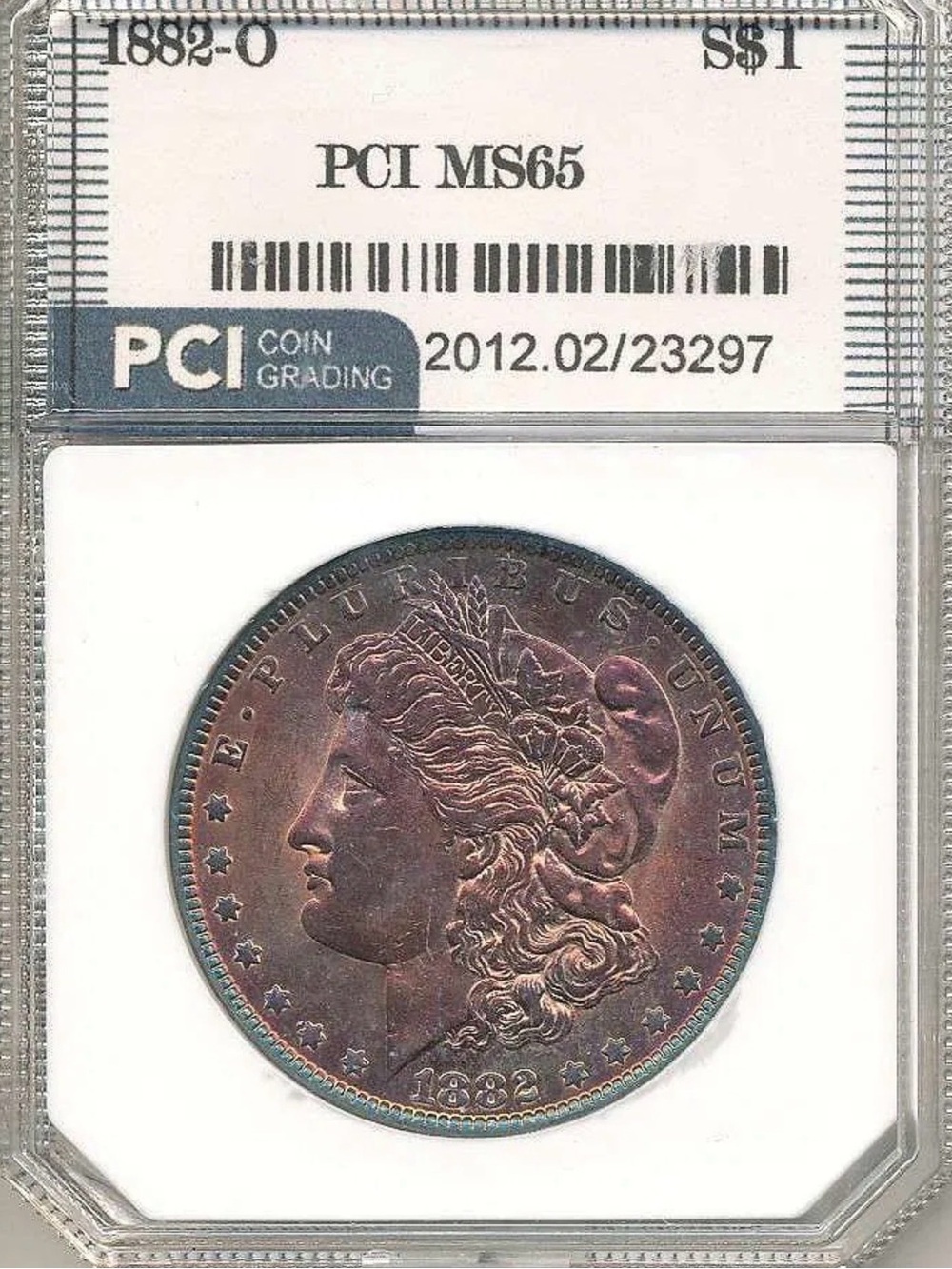Graded 1882-O Morgan Silver Dollar MS65 - Toned Brown